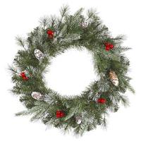 Vickerman 36" Artificial Frosted Pine Berry Wreath 100 Clear Lights